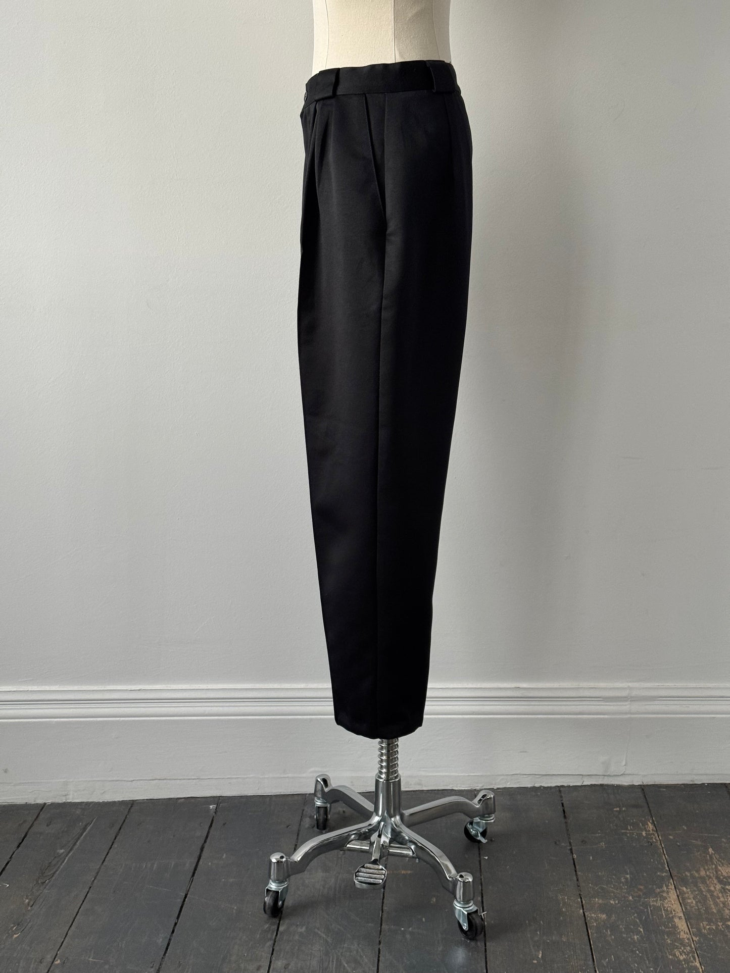 Vintage 1980s Satin Tapered Leg High Waisted Trousers - W26