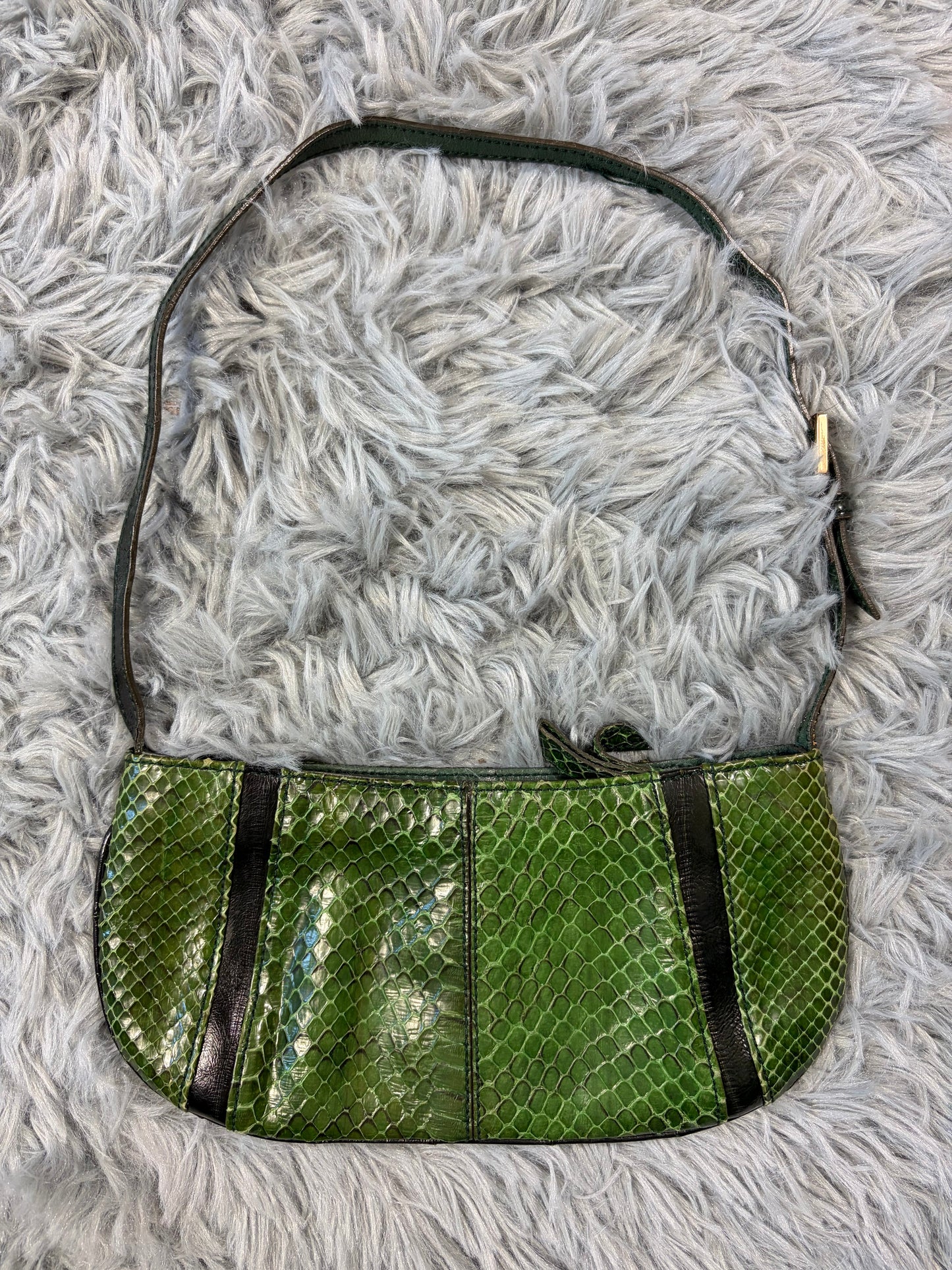 Dolce & Gabbana 00’s Python Skin Green Leather Shoulder Bag | O/S, Gold