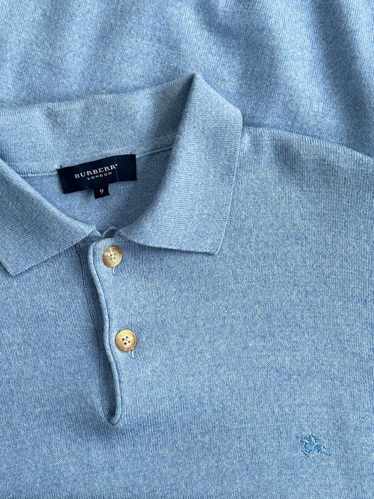 Burberry London 2000s Merino Wool Polo Logo Jumper - XL