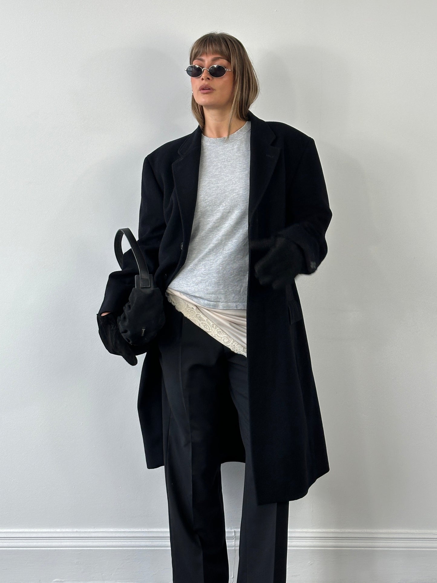 Balmain 1990s Wool Minimal Concelled Placket Coat - XL