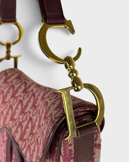 Vintage Christian Dior Monogram Bordeaux Red Saddle Shoulder Bag | O/S, Multicoloured