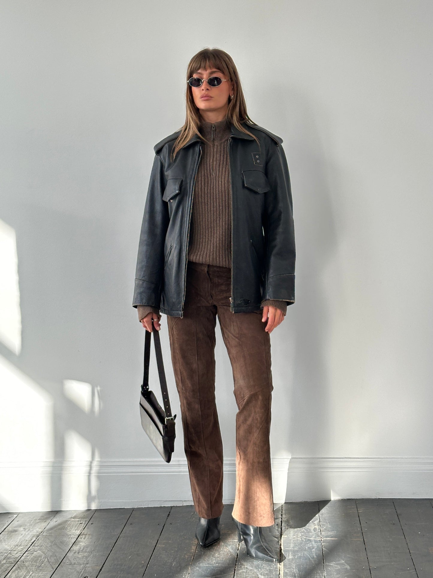 Vintage 1990s Aged Leather Jacket - M/L