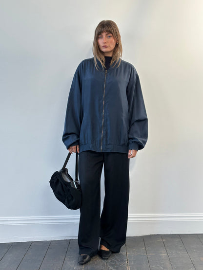 Vintage 1980s Pure Silk Bomber Jacket - XXL