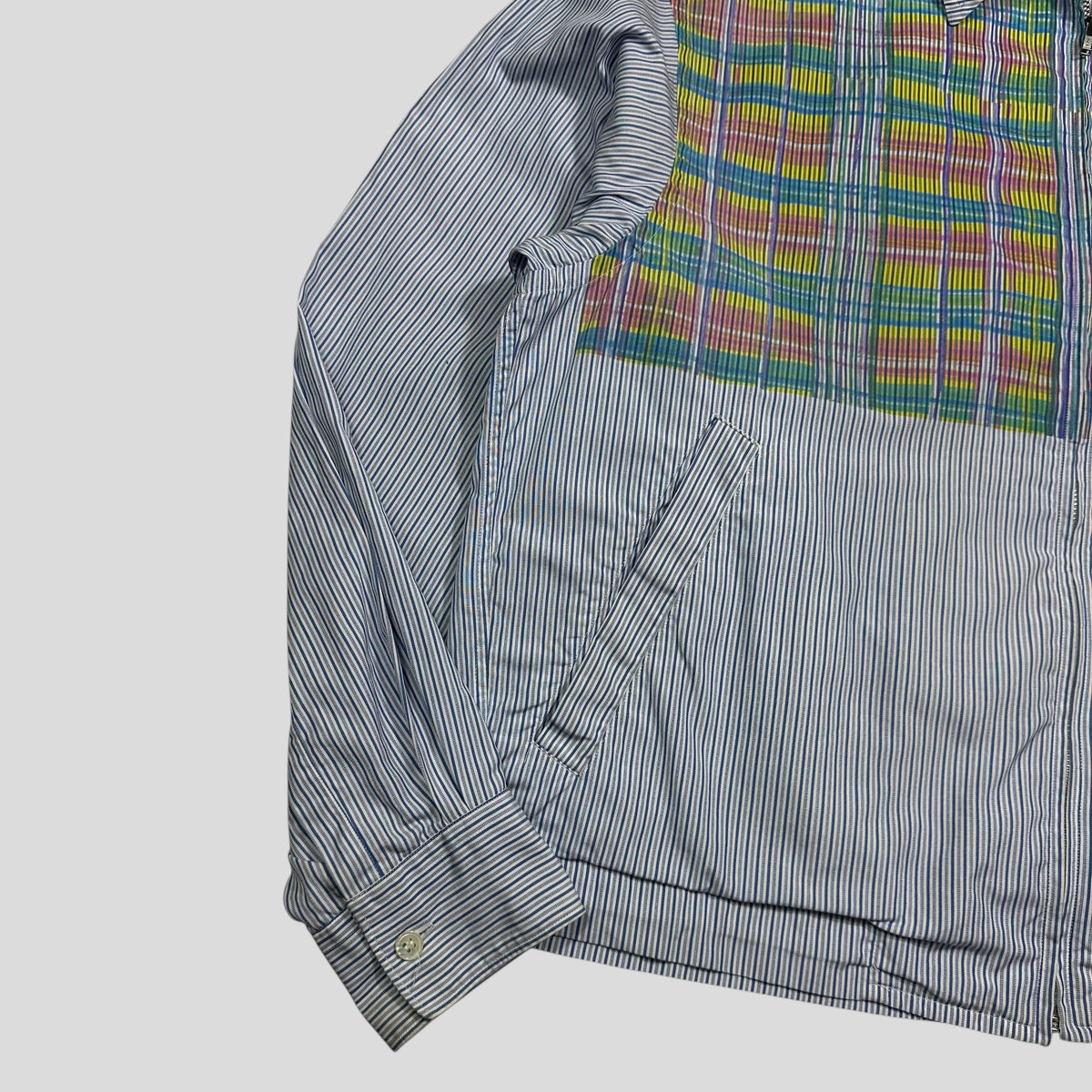 Comme Des Garçons SHIRT 90’s Plaid Striped Boxy Work Jacket - M | Blue
