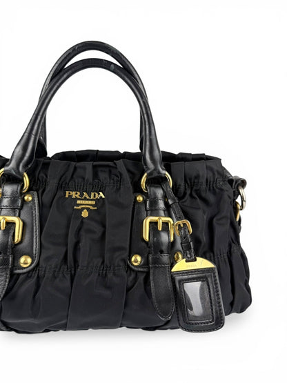 2010s Prada Nylon Tessuto Gaufre Black Handbag | O/S, Black