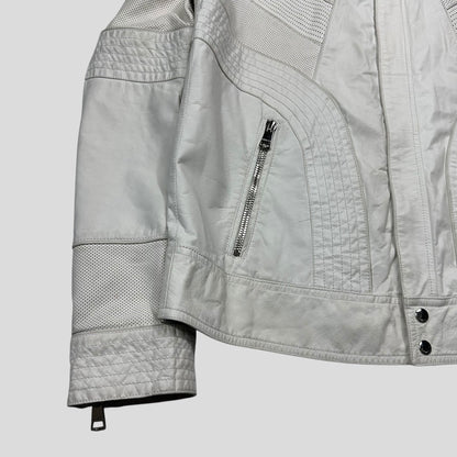 Gucci 2010 Nappa Leather Café Racer Perforated Panelled Biker Jacket - IT54 (L) | Default Title, White