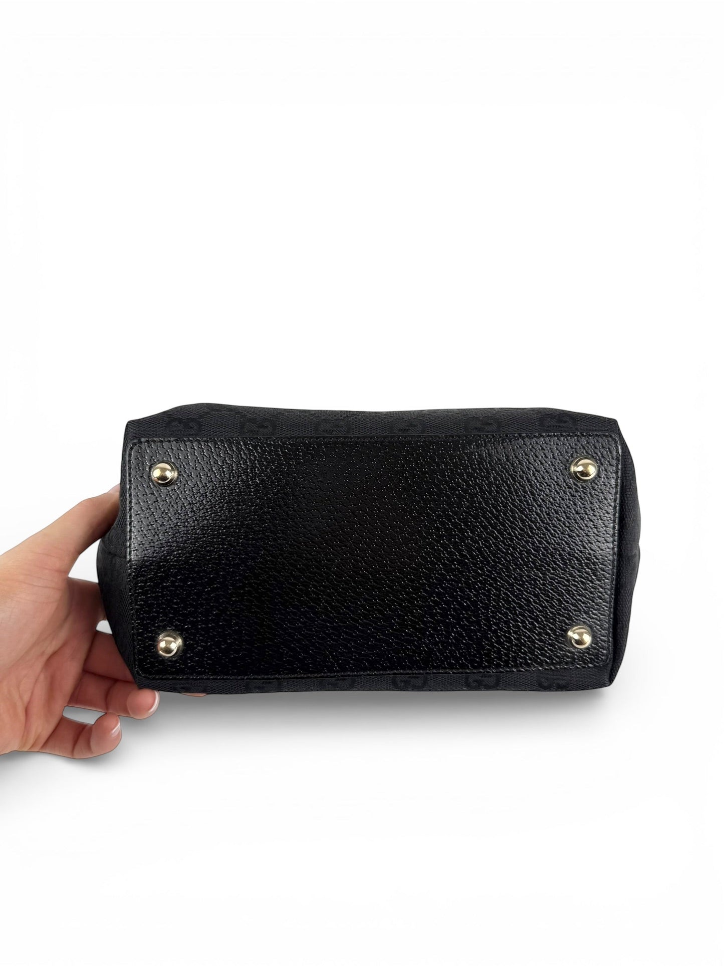 Vintage 90s Gucci Monogram Black Mini Tote Handbag | O/S, Black