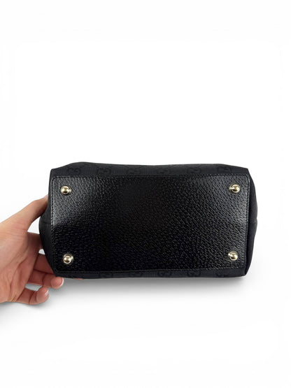 Vintage 90s Gucci Monogram Black Mini Tote Handbag | O/S, Black