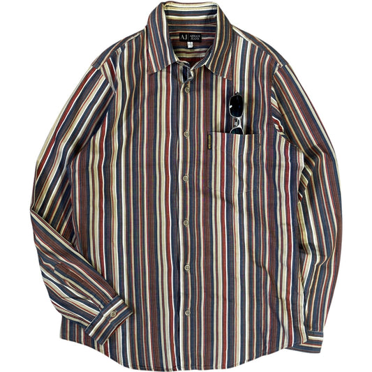 Armani Jeans 00's Striped Long Sleeve Shirt L | Large, Red