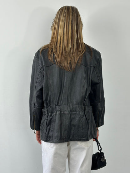 Vintage 1990s Leather Belted Leather Jacket - M