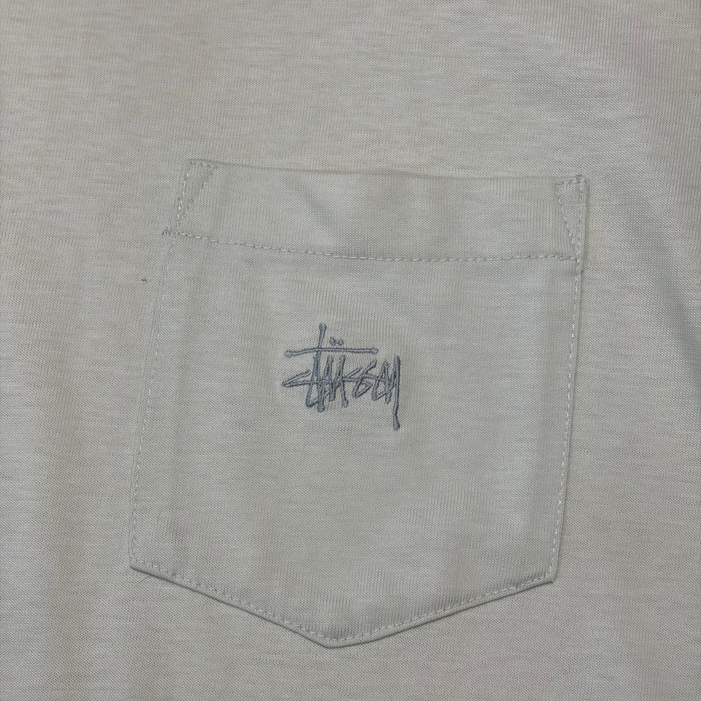 Stussy 90’s Cream Heavy Tom Tom White Tag Pocket Logo T-shirt - L/XL | O/S, Multicoloured