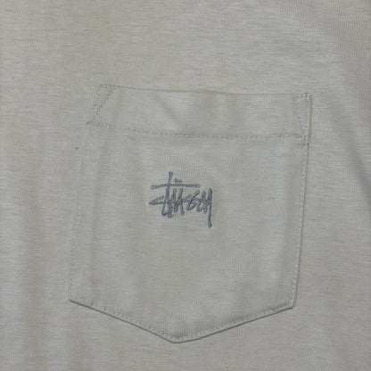 Stussy 90’s Cream Heavy Tom Tom White Tag Pocket Logo T-shirt - L/XL | O/S, Multicoloured