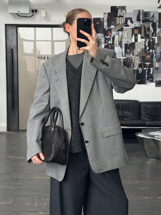 Christian Dior Monsieur 1990s Wool Check Single Breasted Blazer - 42R/XL