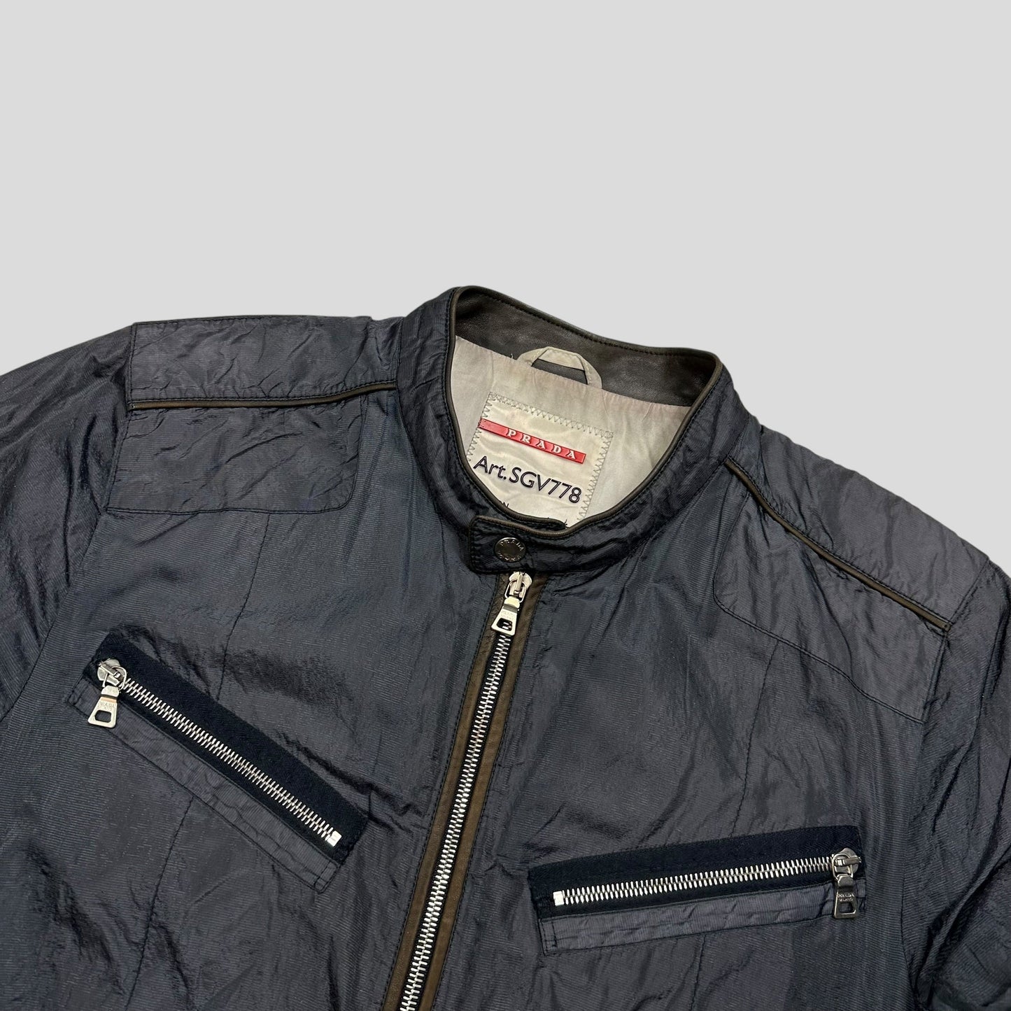 Prada Sport 00’s Metal Nylon + Leather Moto Biker Jacket - IT52 (M) | Default Title, Multicoloured