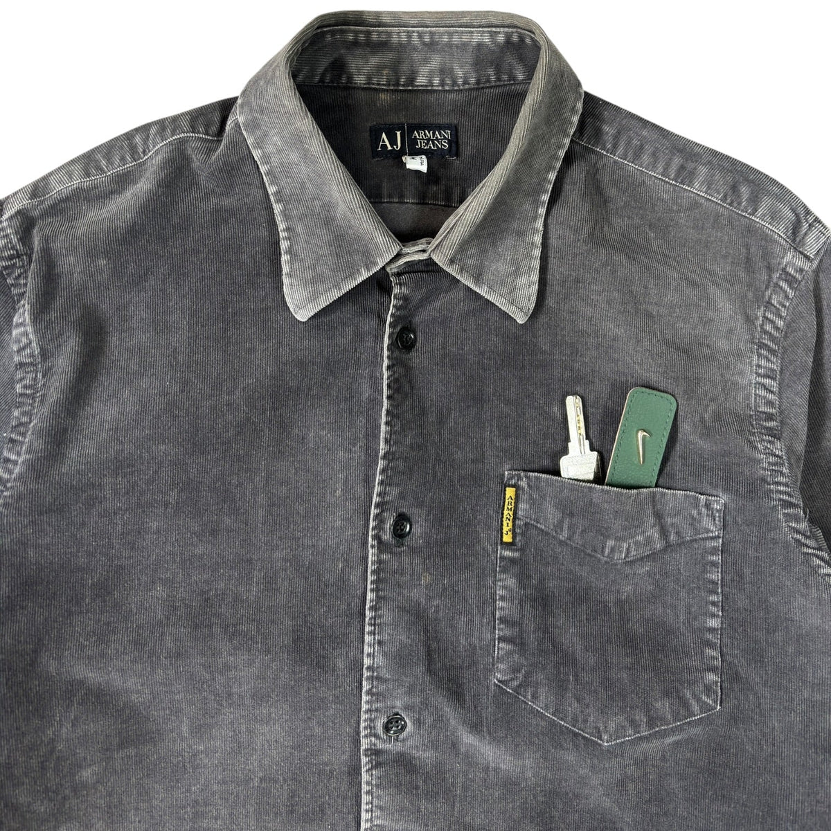 Armani Jeans 00’s Mini Corduroy Shirt M | Medium, Charcoal