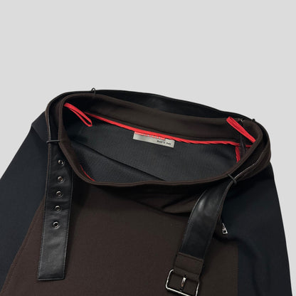 Prada Sport AW00 Wool + Leather Neoprene Panelled Belted Skirt - IT44