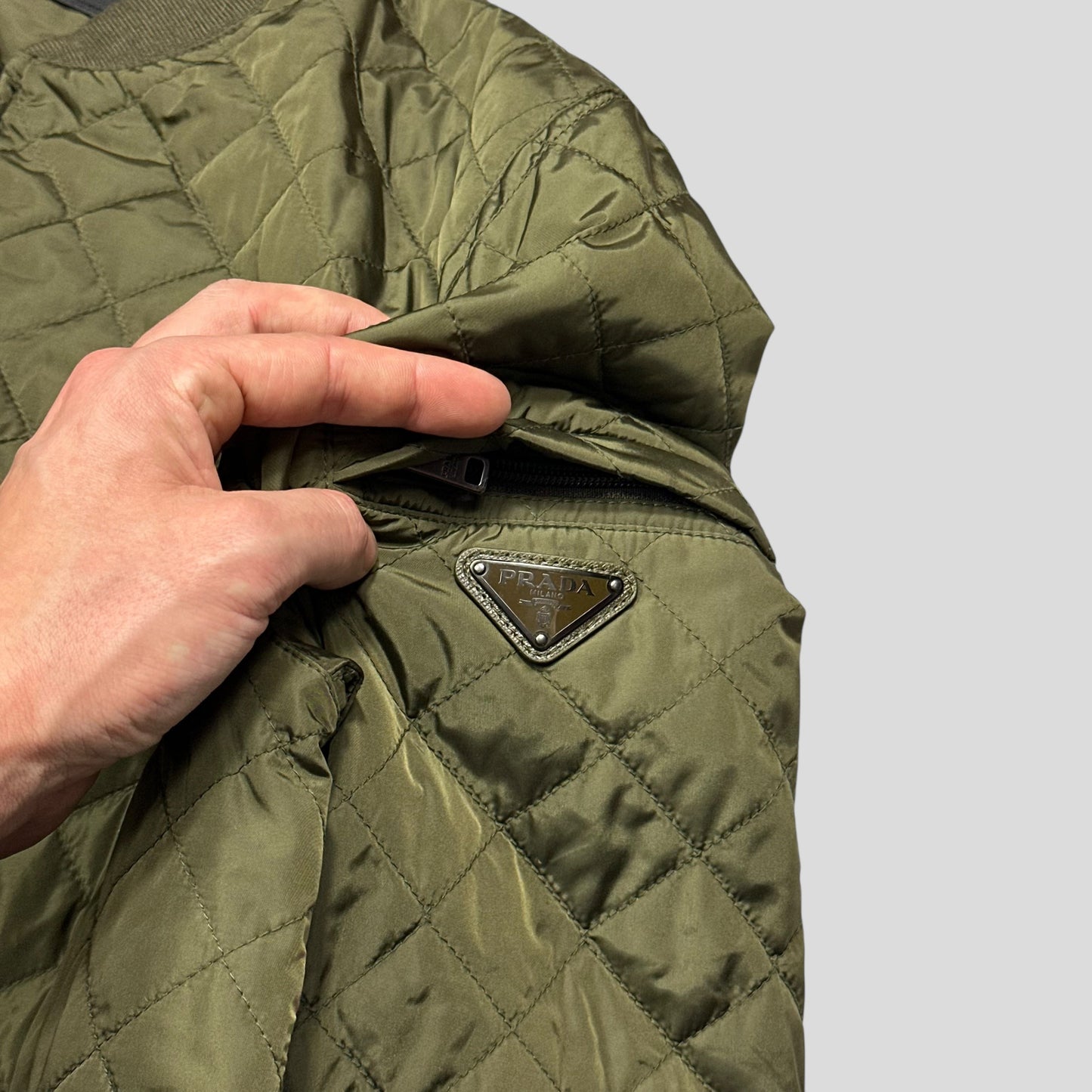 Prada 2014 Diamond Quilted Triangle Plaque Bomber - IT48 (M)