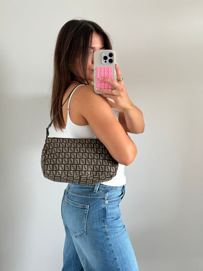 90s Fendi Zucca Brown Shoulder Bag | O/S, Multicoloured