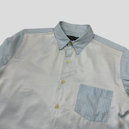 Comme Des Garçons Homme 00’s Striped Mix Material Shirt - M/L | Default Title, Baby Blue, Pale Grey