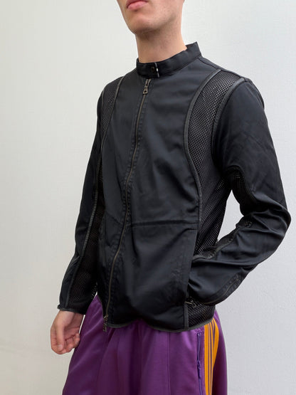 Prada Sport SS00 Leather-Trim Mesh Biker Jacket | Medium, Black