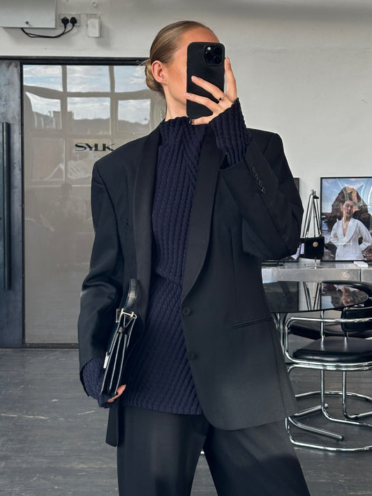 Christian Dior Monsieur 1980s Wool Mohair Tuxedo Blazer - 38R/M