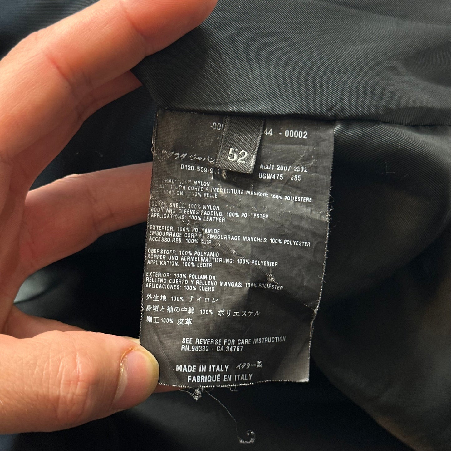 Prada Milano 2007 Gabardine Nylon + Leather Bomber Jacket - IT52 (L) | Default Title, Black