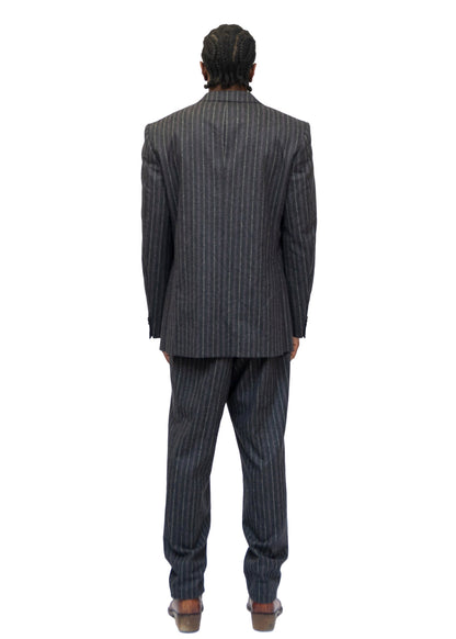 Versace Two Piece Grey Striped Suit Jacket and Trousers