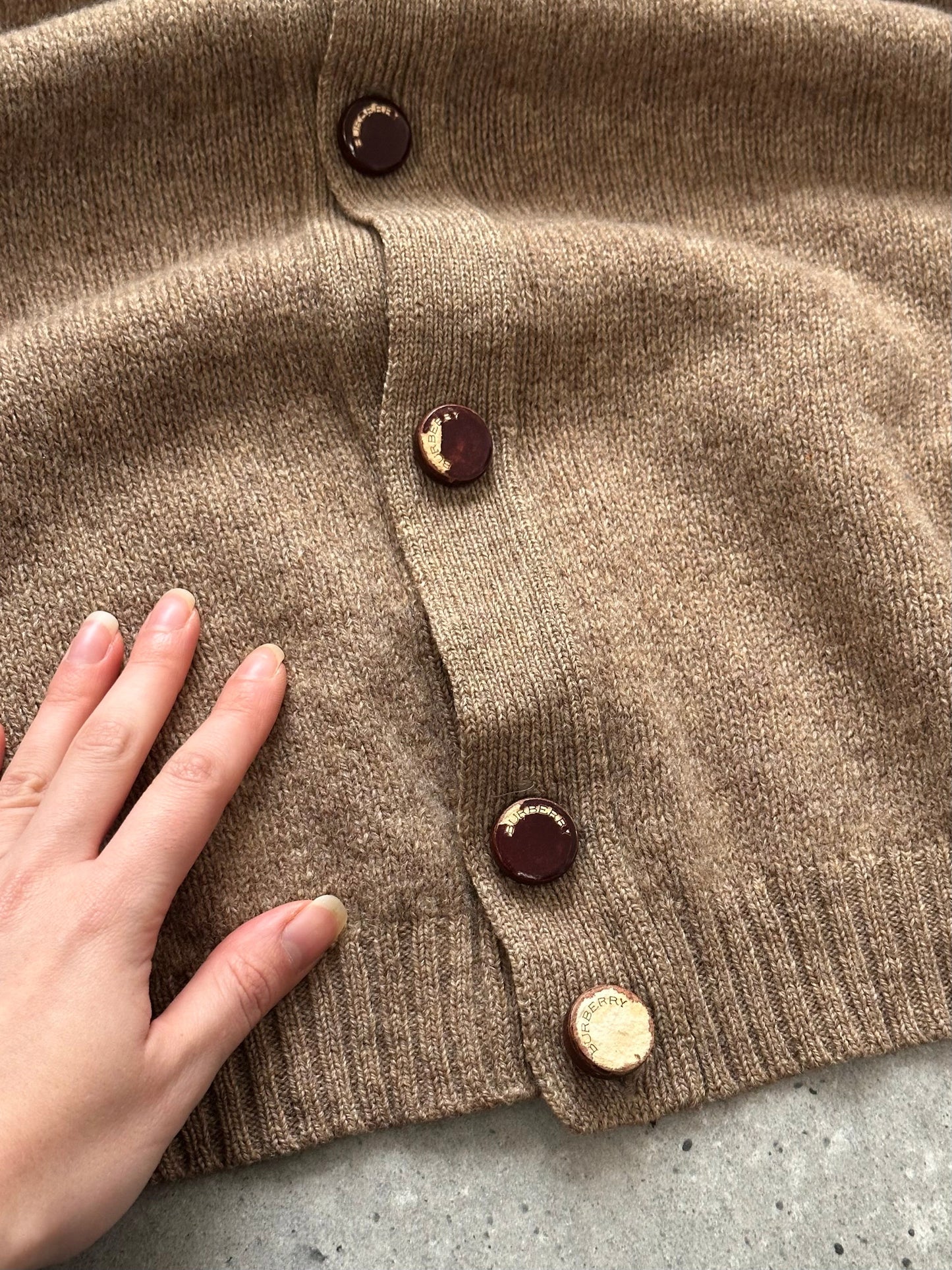 Burberry London 1990s Wool Knitted Logo Cardigan - XL