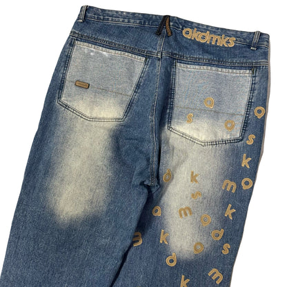 Akademiks Spellout Embroidered Letter Jeans (W38) | W36, Red