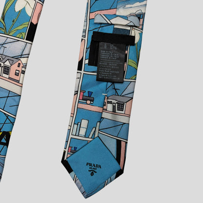 Prada Milano 2018 James Jean Comic Strip Silk Tie | O/S, Blue