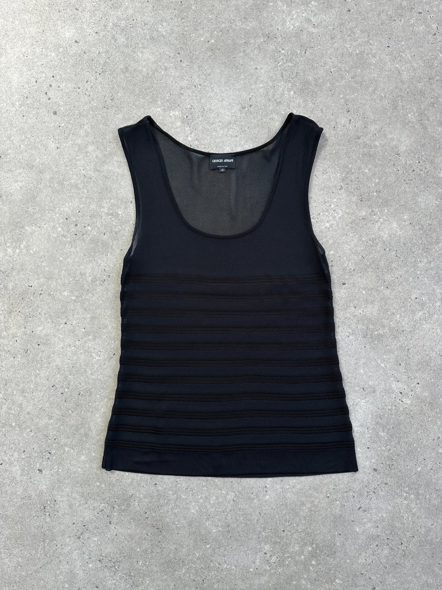 Giorgio Armani 2000s Sheer Ribbed Vest Top - M