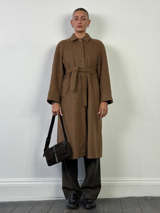 Marella 90s Brushed Wool Single Breasted Belted Coat - M