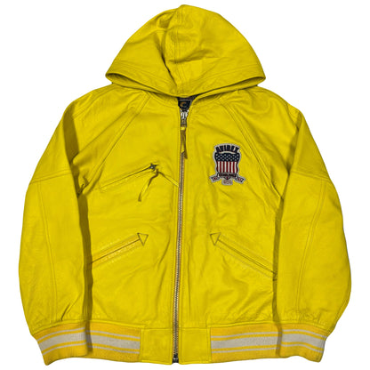 Avirex Icon Hooded Leather Jacket In Hoodie ( XS )