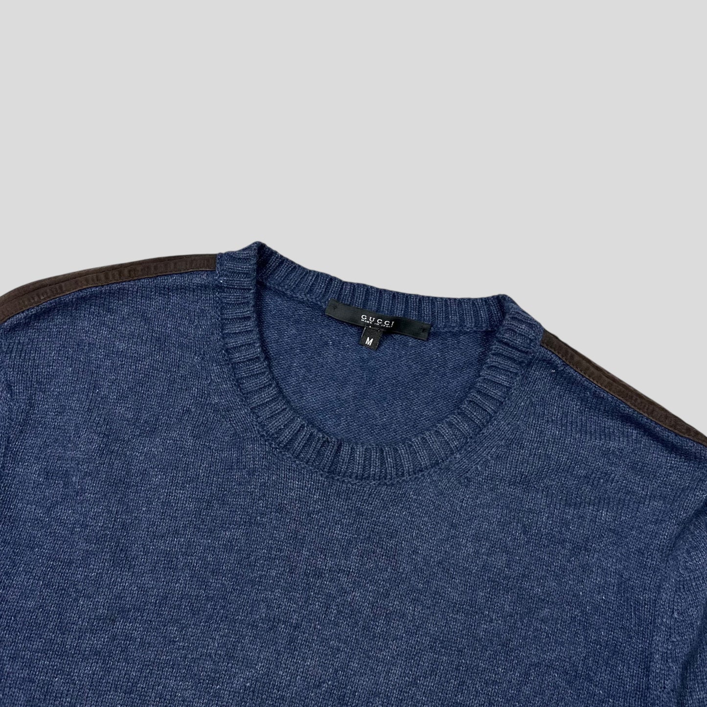 Gucci Mélange Alpaca & Angora Silk Lightweight Logo Knit Jumper - S | Default Title, Blue