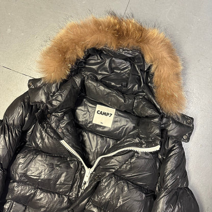 Camp 7 Fur Hood Puffer Jacket In Black ( XL )