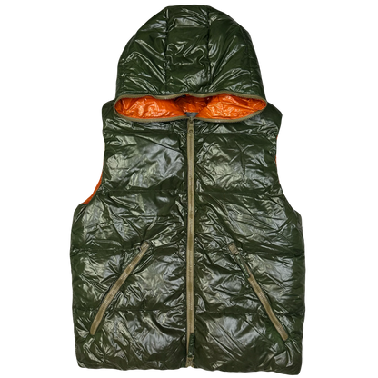 Duvetica Hooded Puffer Gilet In Khaki Green ( S )