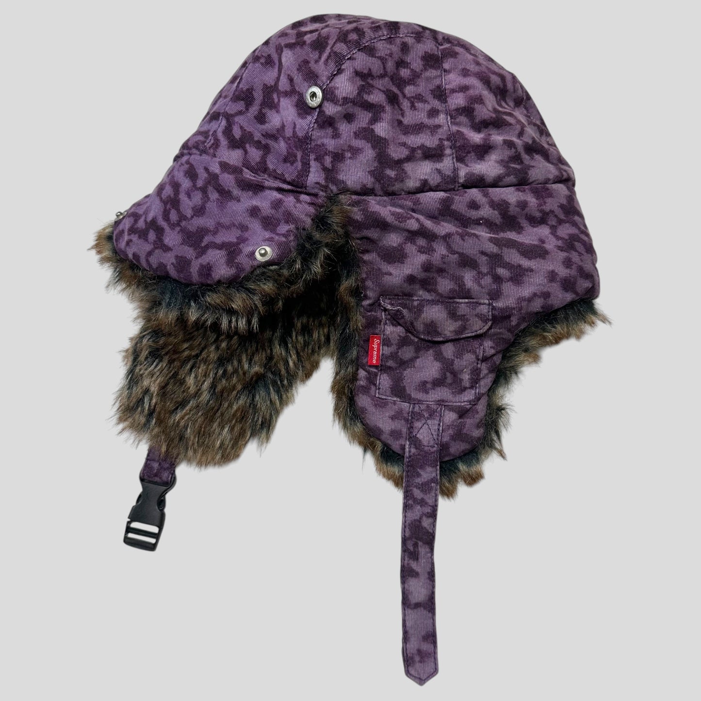 Supreme 2014 Liberty Leopard Corduroy Stash Pocket Trapper Hat | Default Title, Purple