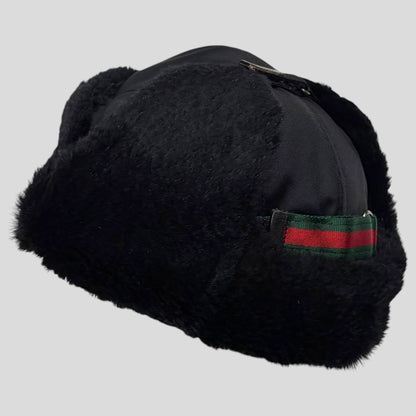 Gucci by Tom Ford 00’s Nylon Canvas Fur Trapper Hat - S | O/S, Black