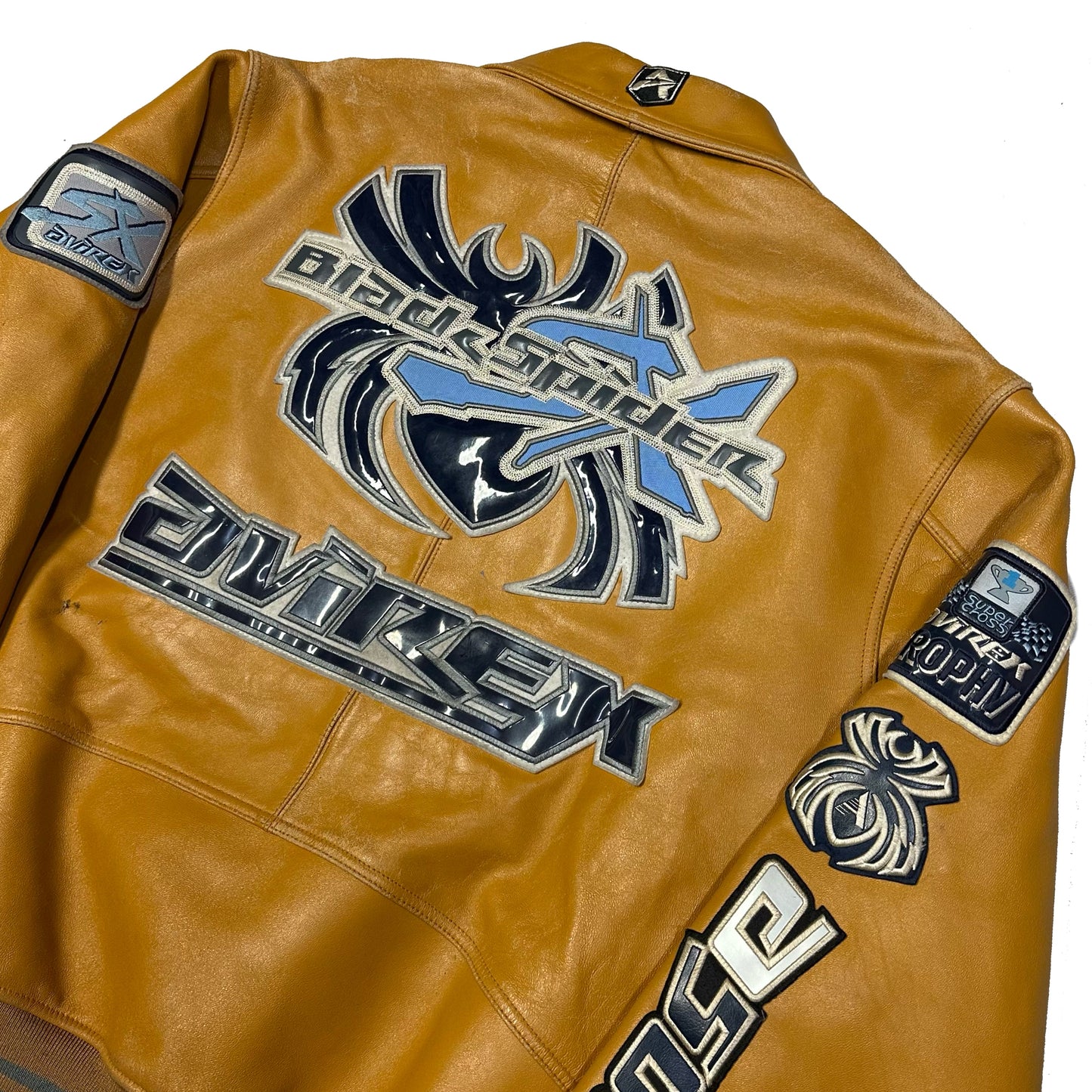 Avirex Black Spider Leather Jacket In Brown ( M )