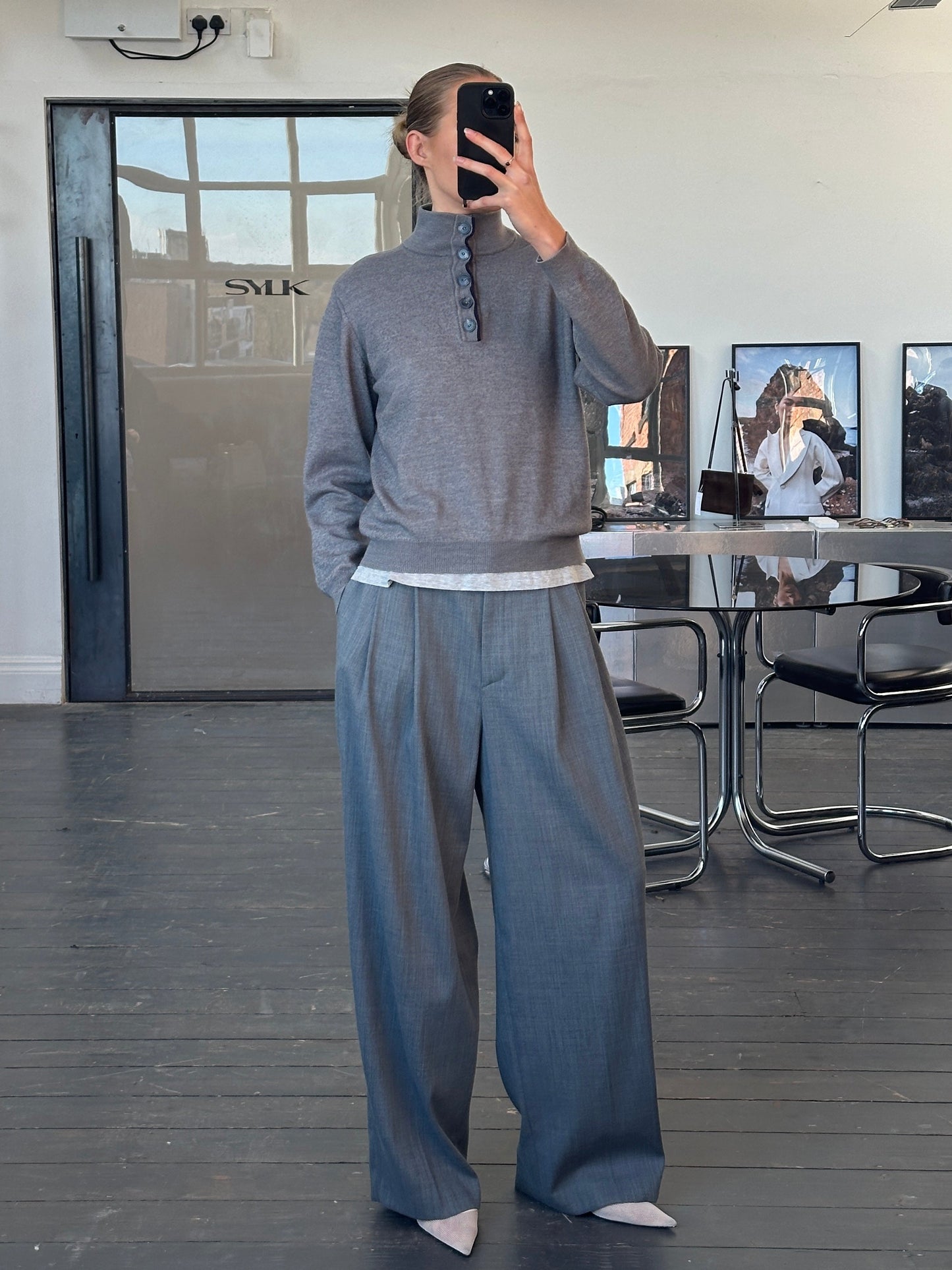 Armani Jeans 1990s Wool Button Neck Knitted Jumper - S/M