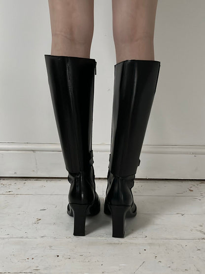 ANN DEMEULEMEESTER KNEE HIGH BOOTS (EU 38, FITS 39) | DEFAULT TITLE, Black