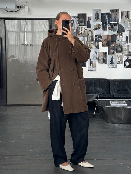 Max Mara Weekend 2000s Wool Hooded Double Breasted Coat - M