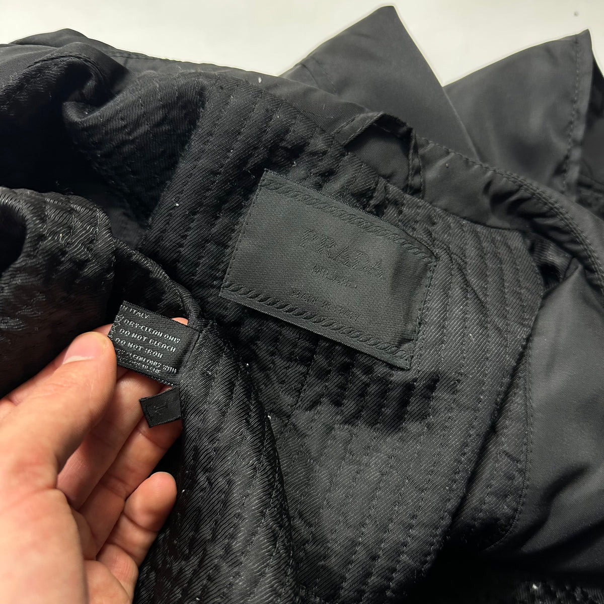 Prada 90’s Quilted Nylon Belt Parka Jacket - UK10 | Large, Black