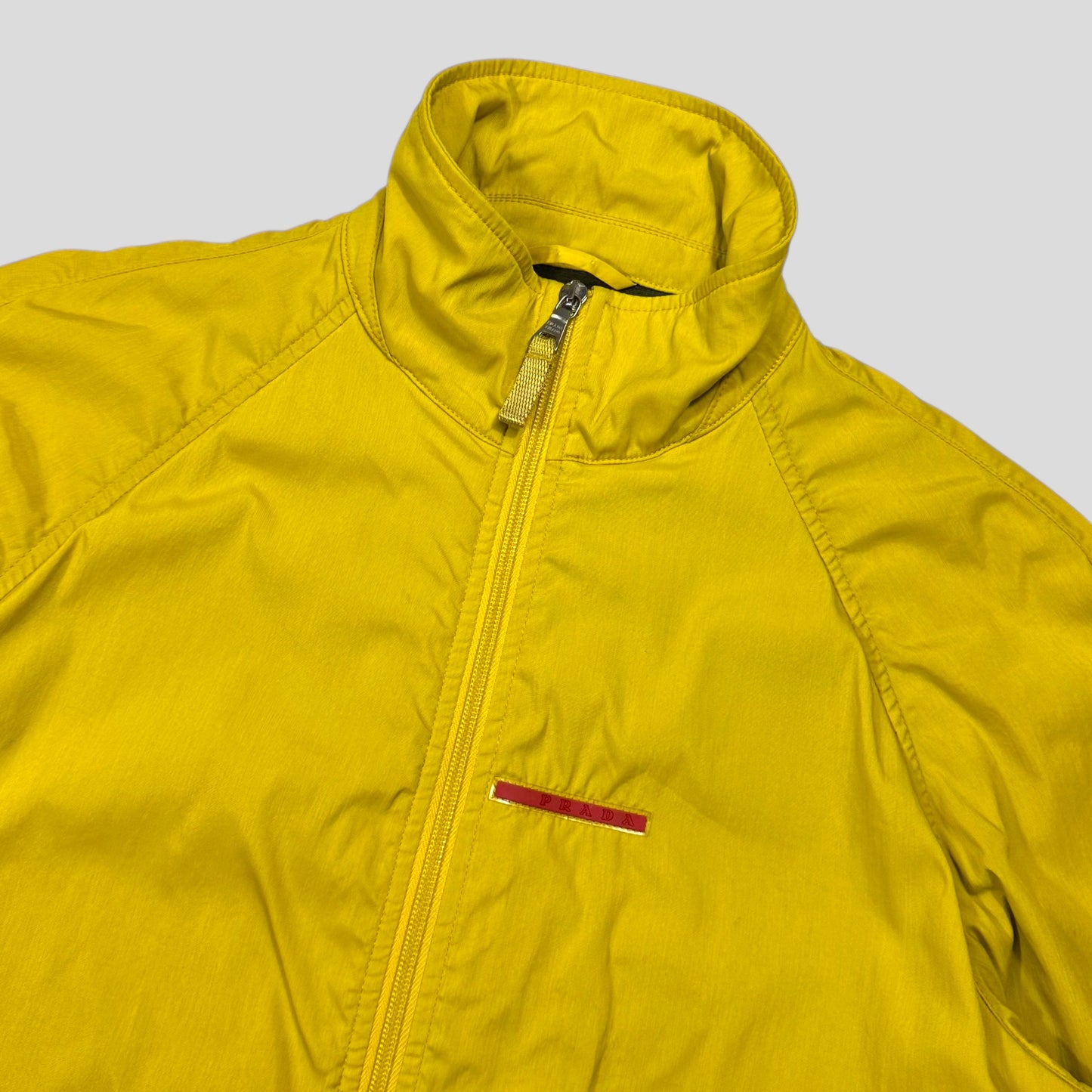 Prada Sport 2011 Acid Yellow Red Tab Nylon Striped Track Jacket - IT48 (M)