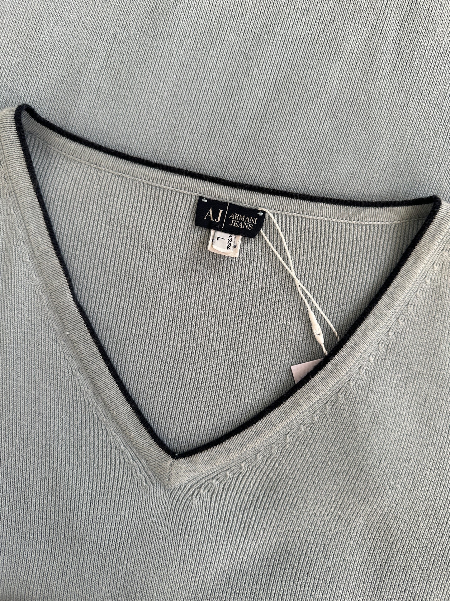 Armani Jeans Pure Cotton V Neck Jumper - L