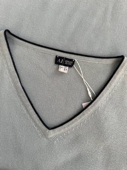 Armani Jeans Pure Cotton V Neck Jumper - L
