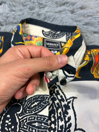 Versace VJC 90’s Regal Striped Elephant Shirt - S/M | S/M, Black, White, Yellow, Red