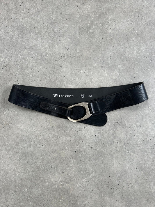 Vintage 1990s Sculptural Leather Chunky Belt - W36-38