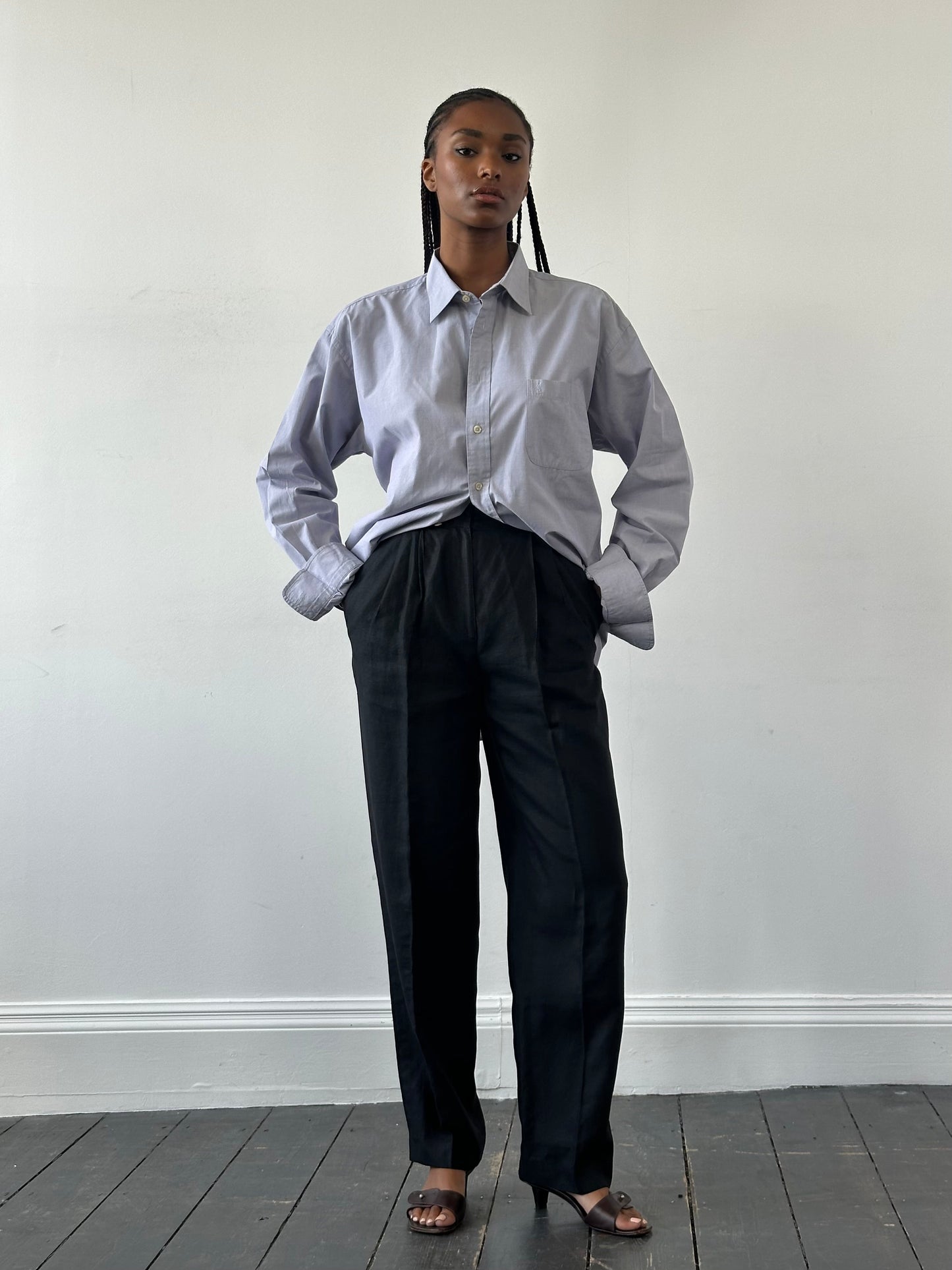 Yves Saint Laurent Pour Homme cotton logo shirt in size large/extra large, featuring the iconic YSL branding on the front.
