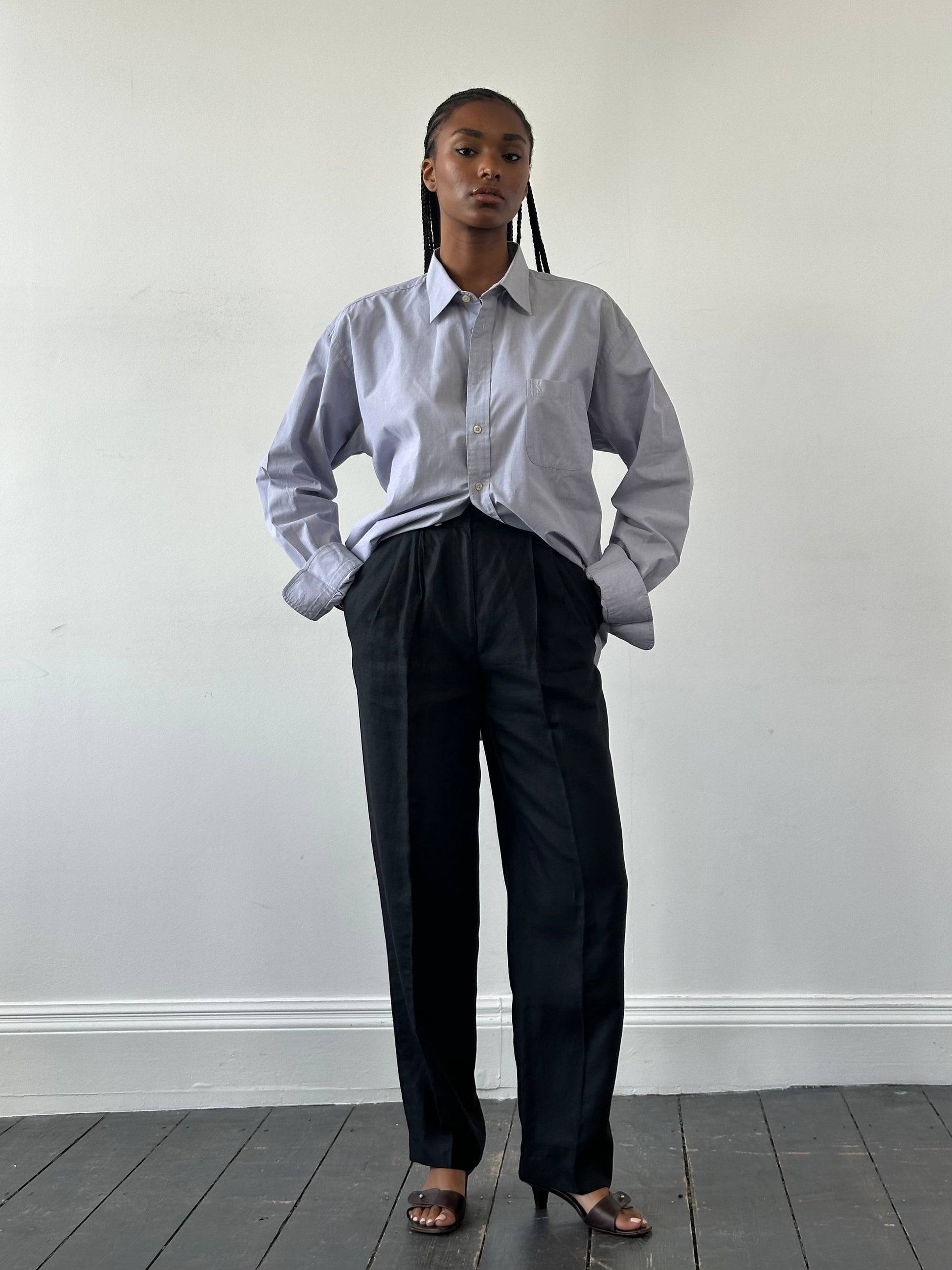 Yves Saint Laurent Pour Homme cotton logo shirt in size large/extra large, featuring the iconic YSL branding on the front.